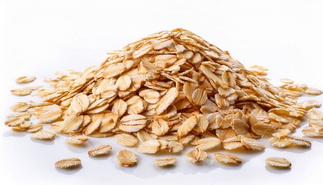 Rolled Oat Flakes Isolated On White Background Macro Shoot File Contains Clopping Paths