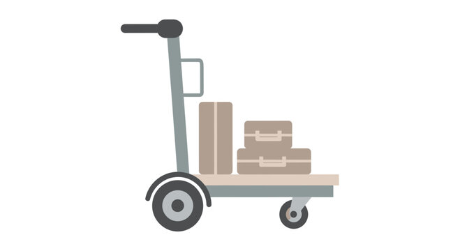Luggage Cart with Suitcases - Travel and Transport Concept