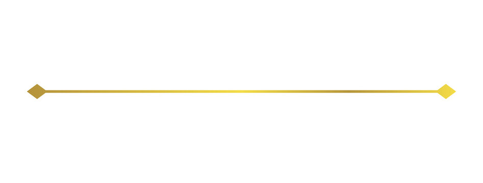 Golden ornamental divider line. Minimal geometric separator. Elegant decorative border isolated on transparent background