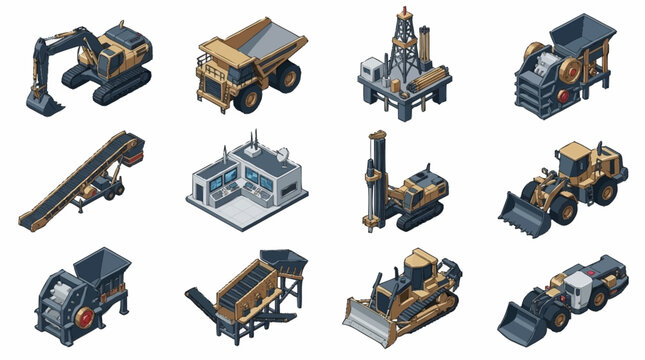 Collection of heavy construction machinery and equipment.
