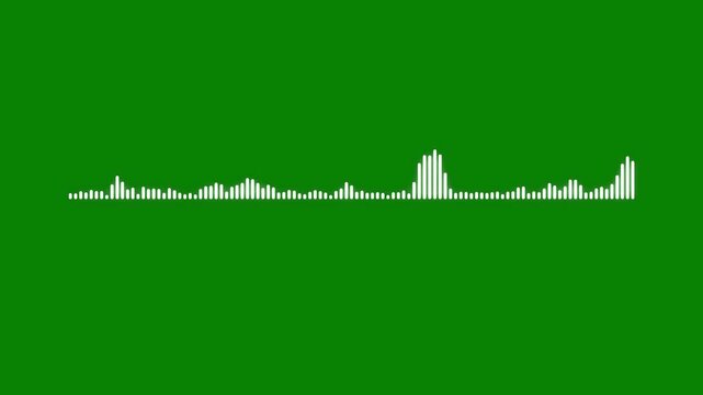 Modern white audio spectrum visualizer on green 4k background, abstract digital sound wave equalizer animation, seamless looping music visualizer, abstract music waveform.