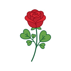Obraz premium Red rose flower flat design illustration