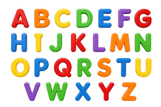 Colorful plastic alphabet magnet letters on black background