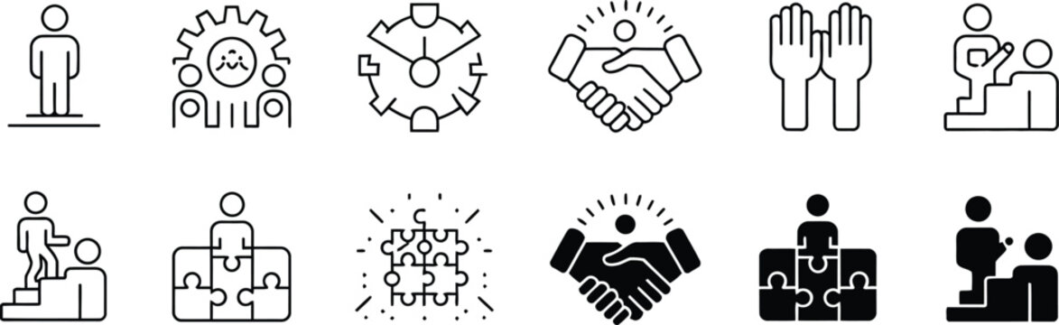 Black silhouette vector icon set of kitchen cutlery and utensils, collection of illustration symbols and icons, cartoon design elements, decorative heart, tree and hat shapes
