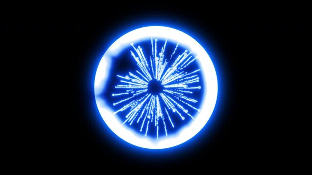 Bright Blue Plasma Magic Ring Burst with Alpha Channel