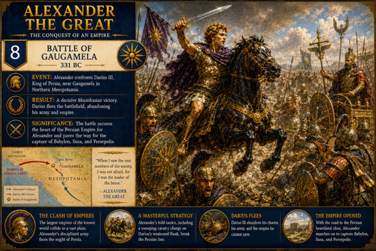 Battle of Gaugamela 331 BC &ndash; Alexander the Great Historical Infographic