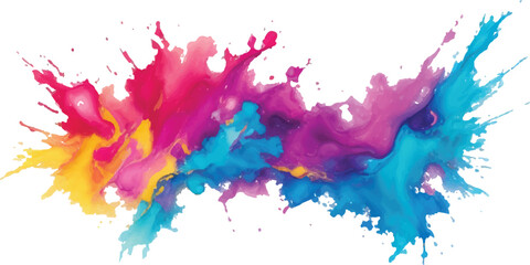 Vibrant Multicolor Powder Explosion on White Background – Bright Rainbow Holi Paint Splash with Colorful Dust Cloud in Motion, Symbol of Joy, Festival, and Artistic Creativity © FH