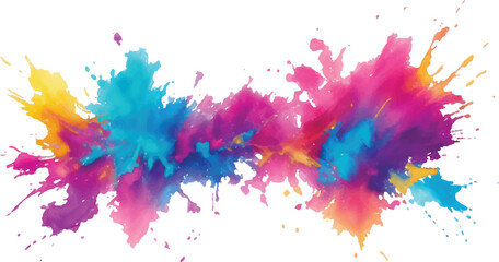 Vibrant Multicolor Powder Explosion on White Background – Bright Rainbow Holi Paint Splash with Colorful Dust Cloud in Motion, Symbol of Joy, Festival, and Artistic Creativity © FH