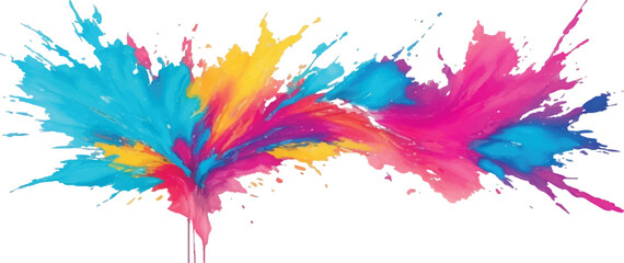 Vibrant Multicolor Powder Explosion on White Background – Bright Rainbow Holi Paint Splash with Colorful Dust Cloud in Motion, Symbol of Joy, Festival, and Artistic Creativity © FH