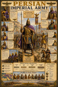 Persian Imperial Army Organization Educational Military History Poster