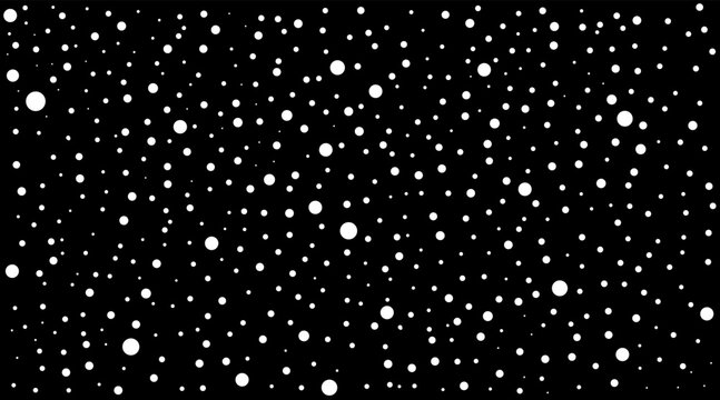 Abstract seamless snow pattern with white dots of different sizes on a, starry night sky texture