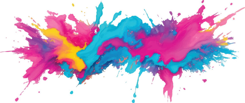 Color Splash Explosion Abstract Paint Art on Transparent Background. Colored cloud. Colorful dust explode. Paint Holi. colorful rainbow Holi paint color powder explosion with bright colors isolated.