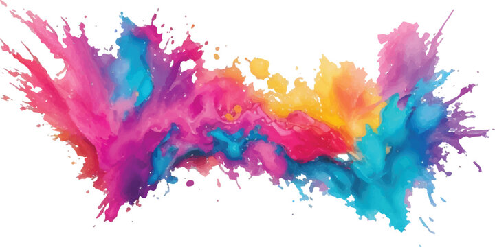 Color Splash Explosion Abstract Paint Art on Transparent Background. Colored cloud. Colorful dust explode. Paint Holi. colorful rainbow Holi paint color powder explosion with bright colors isolated.