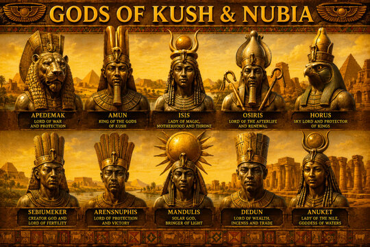 Gods of Kush and Nubia Educational Mythology Poster