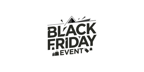 Fototapeta premium Black friday event typography logo design with shopping typography marketing