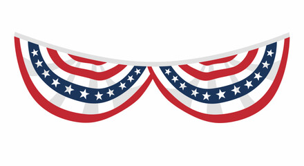 4th July Independence Day United States Patriotic bunting, American flag garland, red white blue decoration, festive party banner isolated on White Background eps © ChadnhiAkter