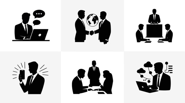 Business Staff Vector Icons Set for Corporate Human Resource Management and Organizational Hierarchy Chart