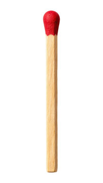 PNG Single red-tipped matchstick on white background.