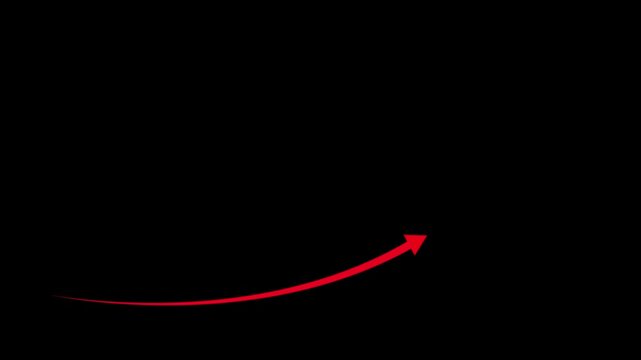Abstract arrow business graph icon animation background. Animation of business graph with up arrow. hand drawn red arrow on transparent background.