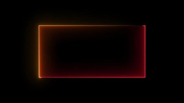 A colorful Rectangle neon animation . Rectangle frem icon. Abstract background simple line animation on black background. rectangle frem icon