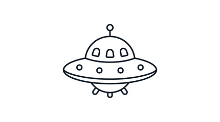 Flying saucer line drawing on a white background © Villain