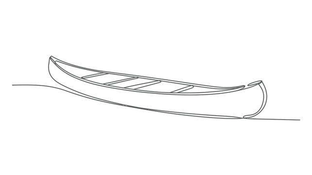 Continuous one line drawing of a canoe boat floating on water wave minimalist vector illustration concept for outdoor adventure.