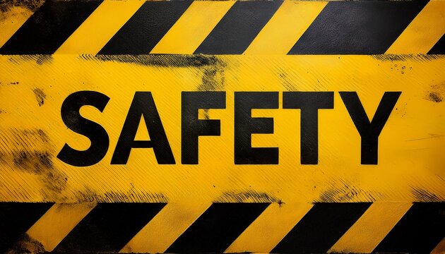 safety sign on a yellow and black stripe
