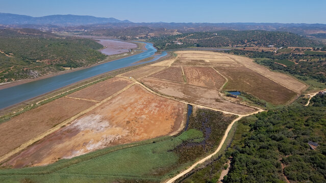river valley flowing through an agricultural landscape