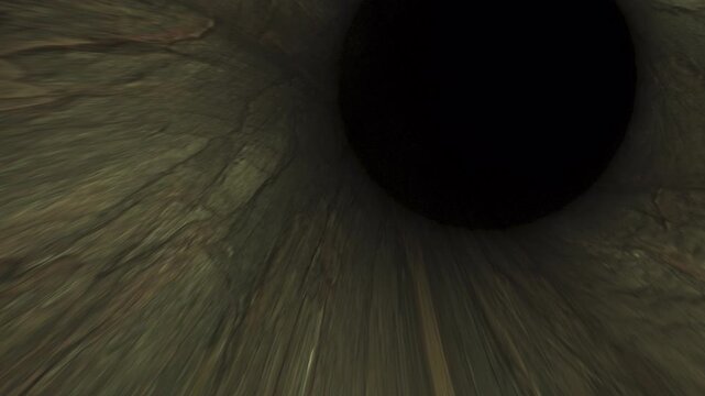 First Person Flight Through Dark Brown Cave Tunnel Loop 
