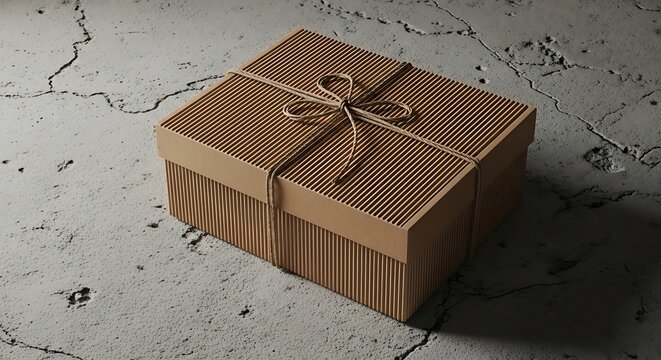 Brown gift box with twine.