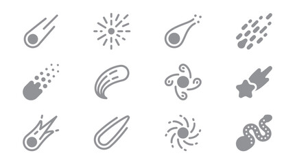 Abstract comet and celestial spark icon set © Aditiya
