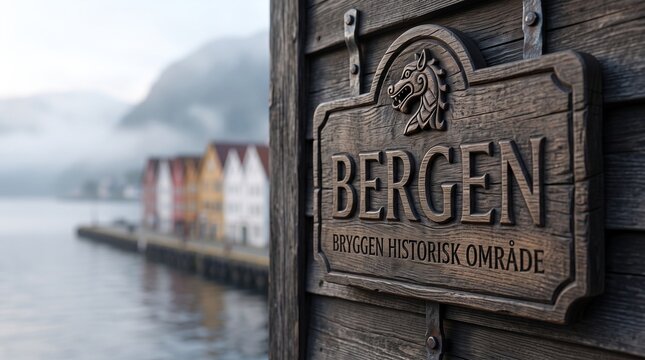 Bergen Historic District Sign Norwegian Architecture
