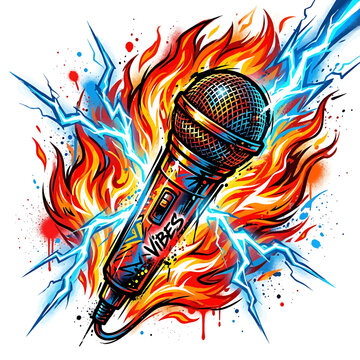 Dynamic microphone with fire and lightning effects