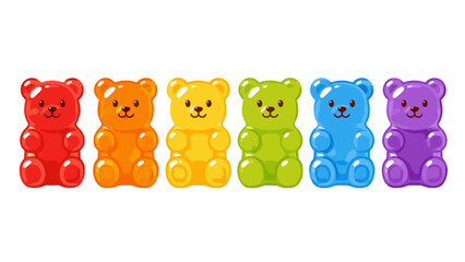 Plakat Colorful gummy bear candy set in glossy cartoon vector style