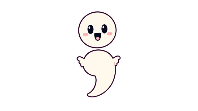 Cute ghost semicolon symbol cartoon character illustration