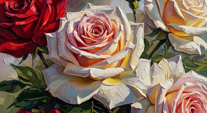 Beautiful Roses in Full Bloom Closeup.