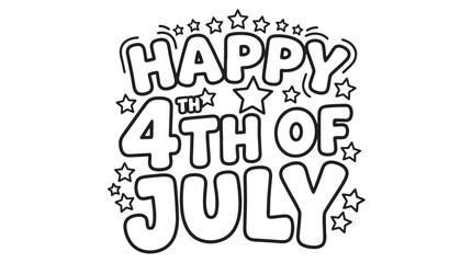 Fototapeta premium Happy 4th of July, American Independence Day, patriotic text, star-spangled illustration, vector greeting