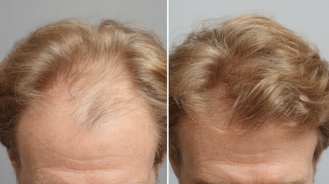 Hair Restoration Before After Man Scalp Thinning Fuller Density Treatment Results Dermatology Photo