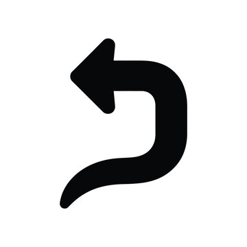 Black undo arrow icon for digital interface navigation Vector