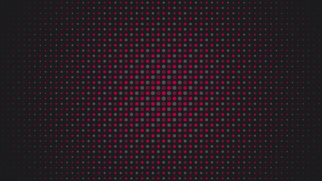 Abstract halftone pulse background, with pulsing red, and grey dots, animation pattern