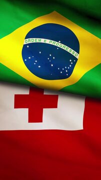 Brazil and Tonga flag vertical