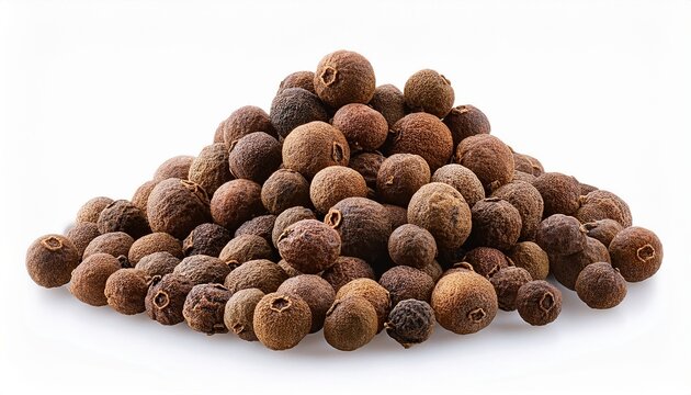 dried allspice berries with natural texture isolated on cutout white background