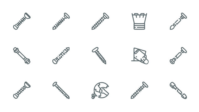 Various types of metal screws.