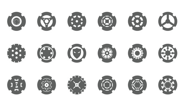 Collection of various gear icons.