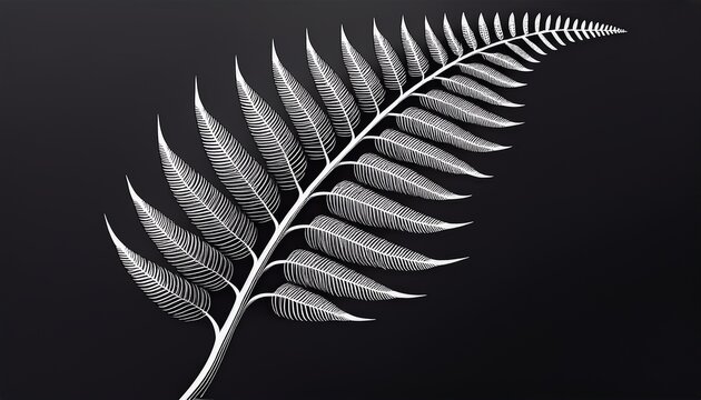 Silver Fern Koru Minimalist Black And White Vector Design Graphic Element
