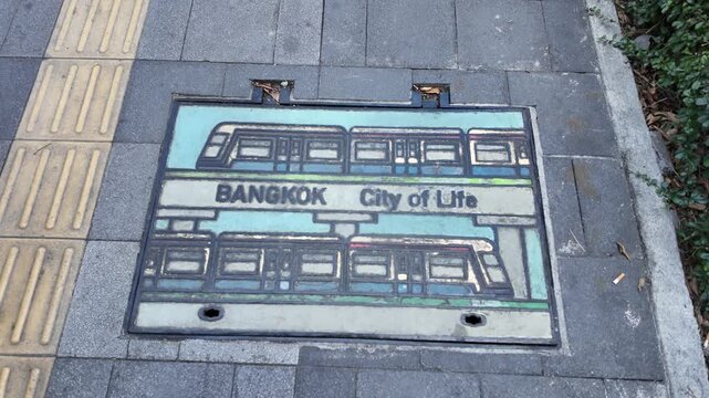 Artistic manhole cover in Bangkok, Thailand urban design street art