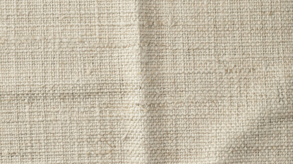 Fototapeta premium Beige fabric texture, linen background, natural fiber cloth, woven material