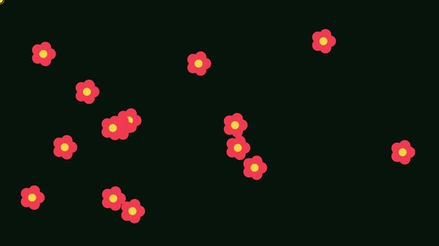 Minimalist red flower pattern animation, cute floral background, for spring and, nature projects flowers