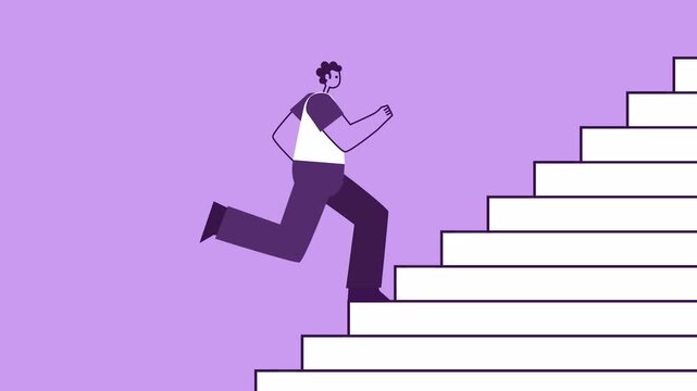 Man climbing stairs motion graphic animation for corporate career growth video