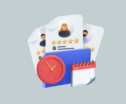 Probationary employee 3D vector icon illustrating onboarding, evaluation, training, performance review and workforce